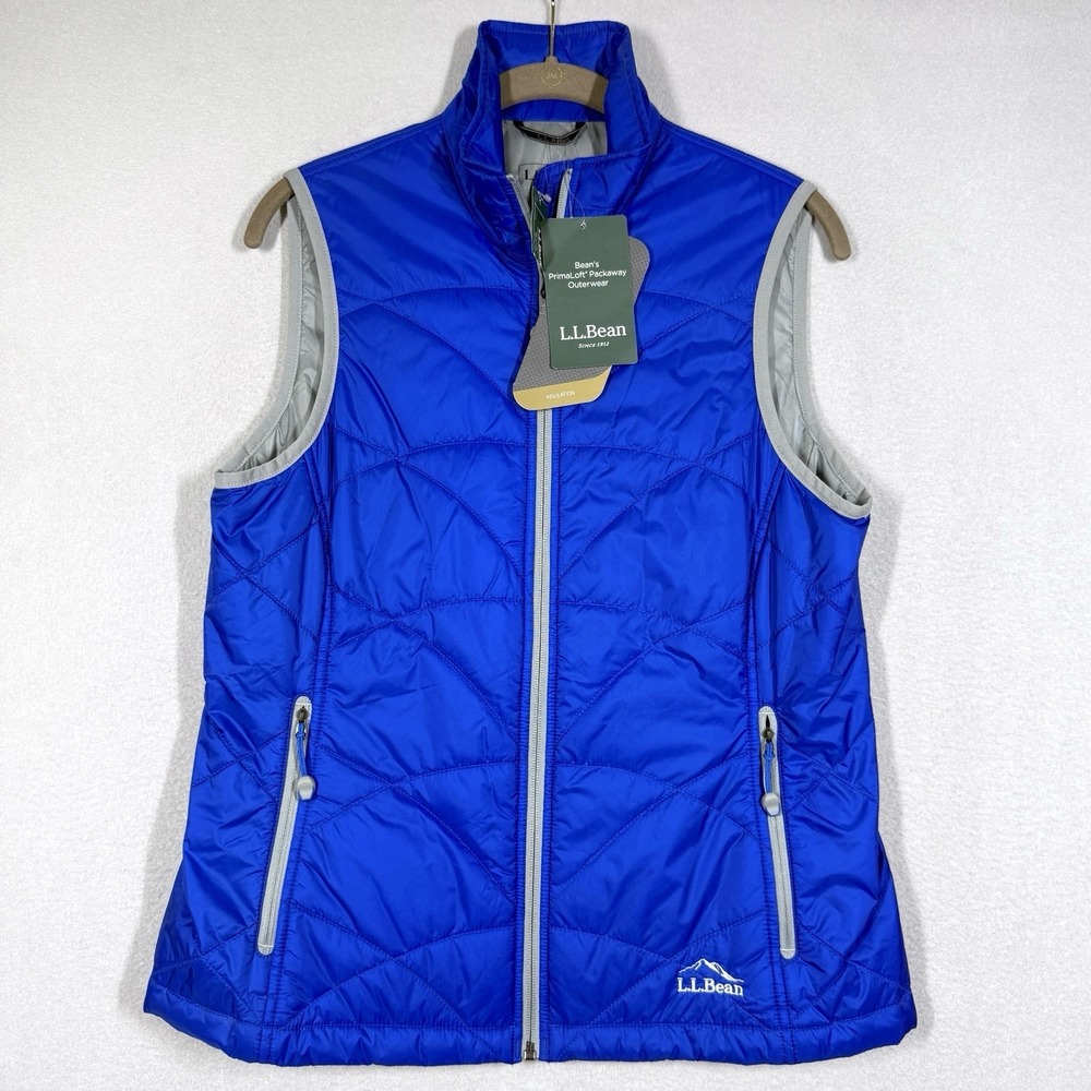 LL Bean Vest Womens Small Primaloft Packaway Quilted Lightweight Blue Jacket NWT